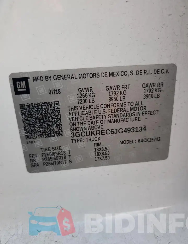 3GCUKREC6JG493134 Photo# 12