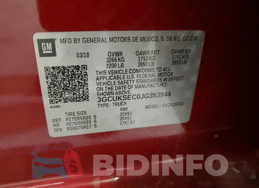 3GCUKSEC0JG353944 Photo# 12