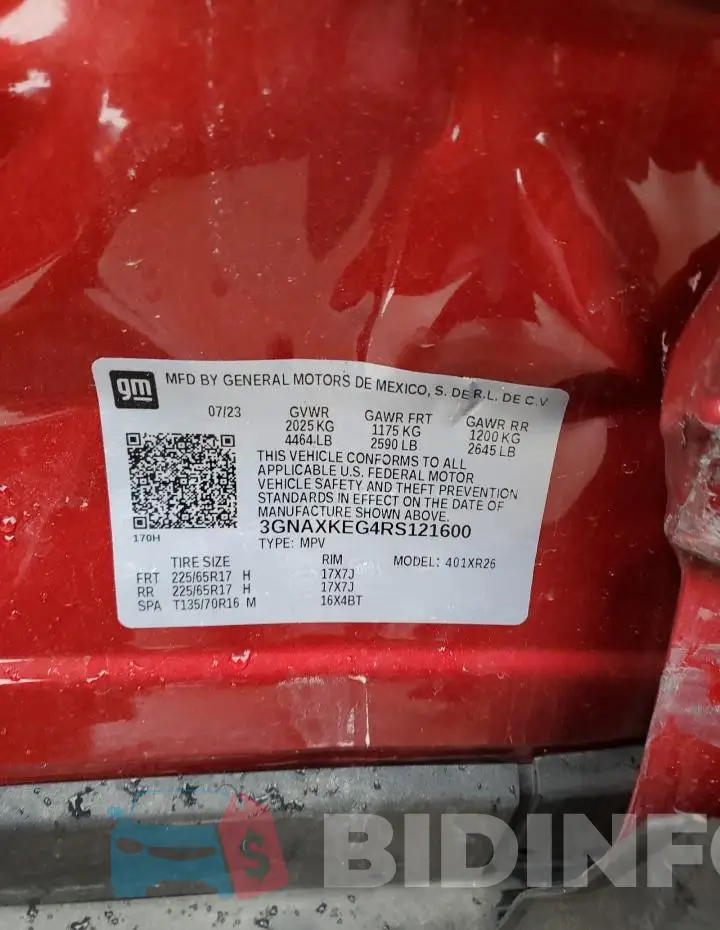 3GNAXKEG4RS121600 Photo# 12