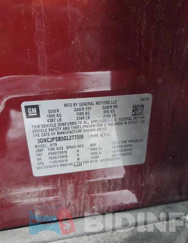 3GNCJPSB5GL277006 Photo# 14
