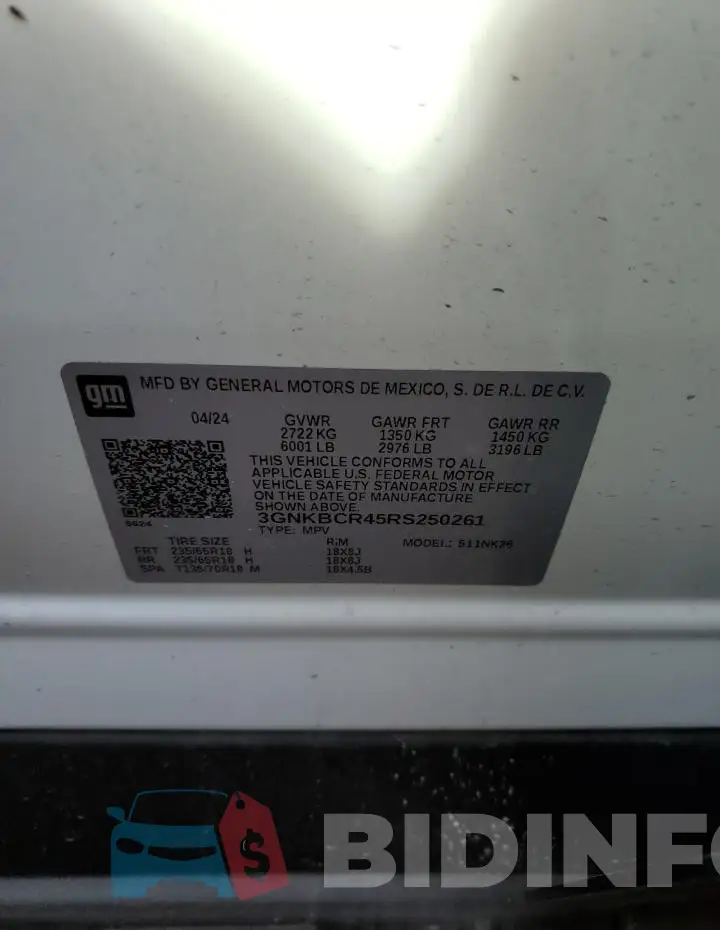 3GNKBCR45RS250261 Photo# 12