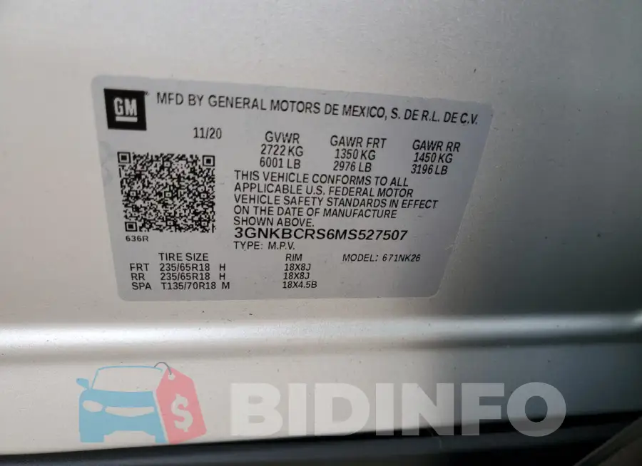 3GNKBCRS6MS527507 Photo# 13