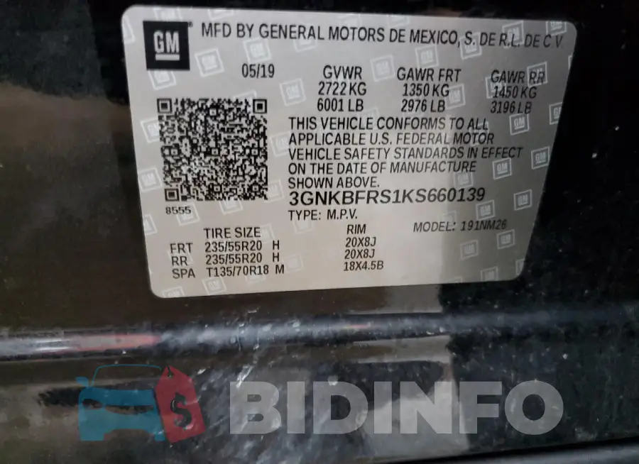 3GNKBFRS1KS660139 Photo# 13