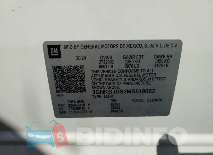 3GNKBJRS2MS519053 Photo# 14