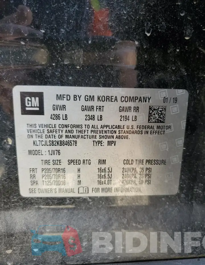 KL7CJLSB2KB846578 Photo# 13