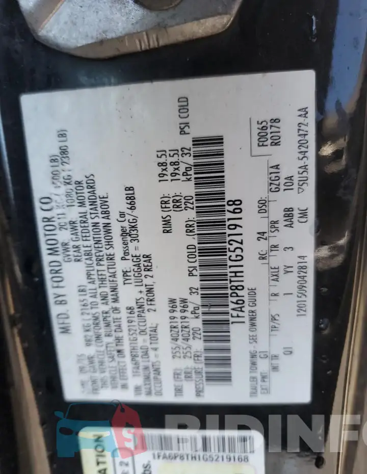 1FA6P8TH1G5219168 Photo# 13