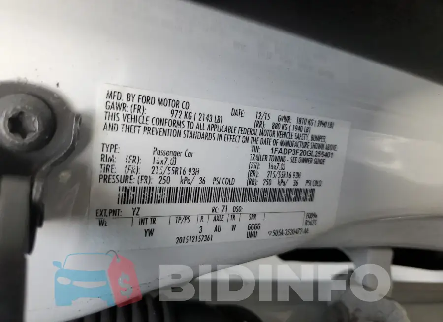 1FADP3F20GL255401 Photo# 12