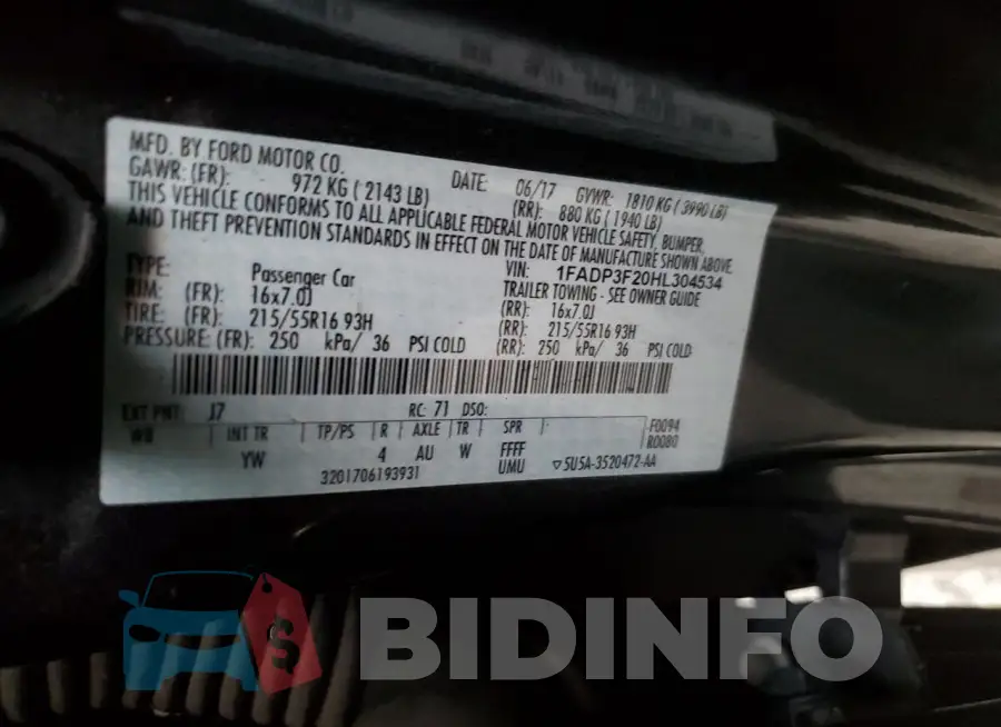 1FADP3F20HL304534 Photo# 13