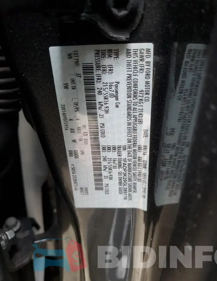 1FADP3K29GL389118 Photo# 12