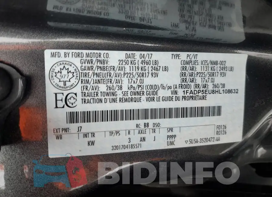 1FADP5EU8HL108632 Photo# 12