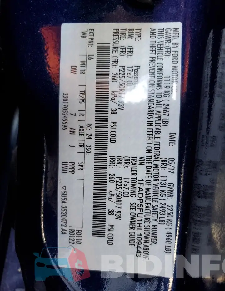 1FADP5FU1HL109443 Photo# 13