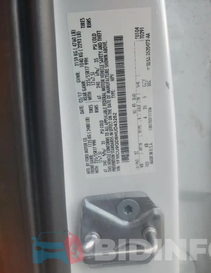 1FMCU9GD8HUD43282 Photo# 12