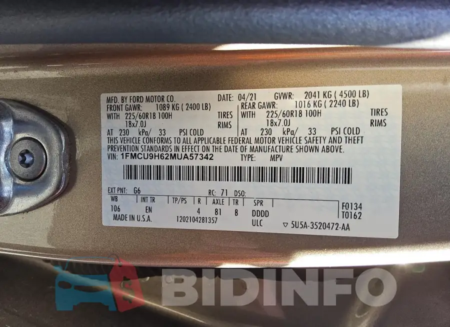 1FMCU9H62MUA57342 Photo# 13