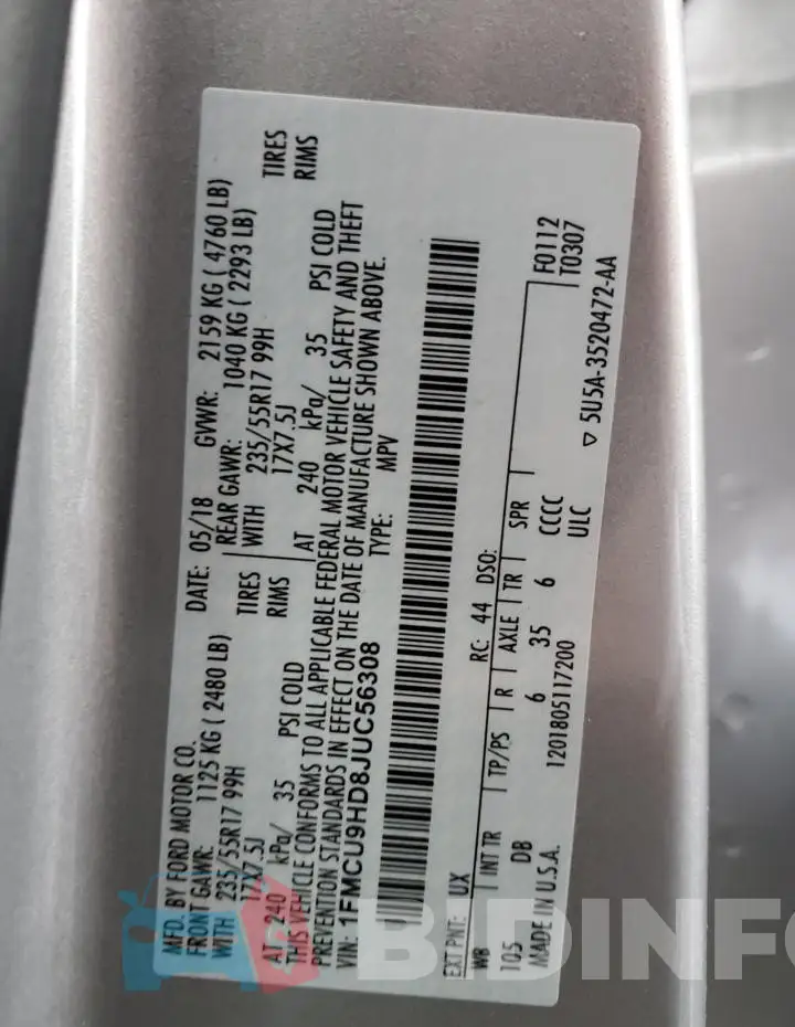 1FMCU9HD8JUC56308 Photo# 14