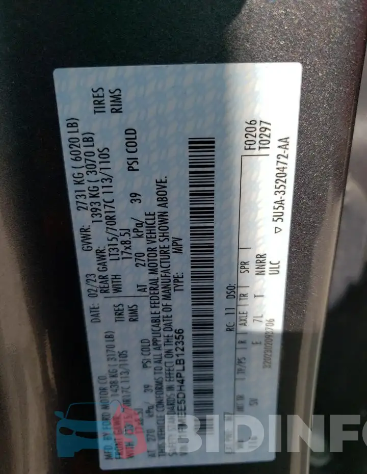 1FMEE5DH4PLB12356 Photo# 13