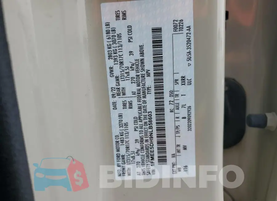 1FMEE5DH9NLB58603 Photo# 12