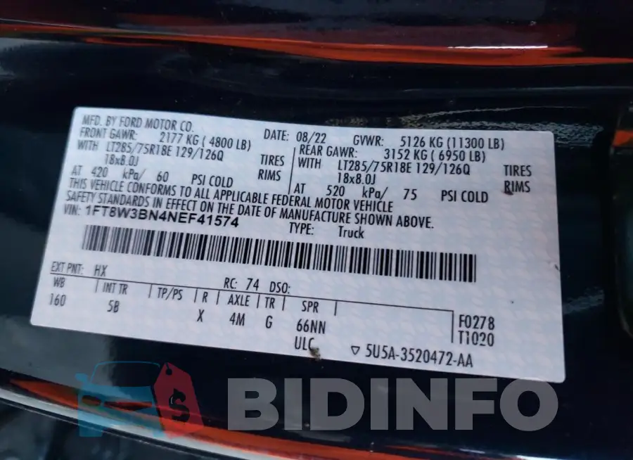 1FT8W3BN4NEF41574 Photo# 12