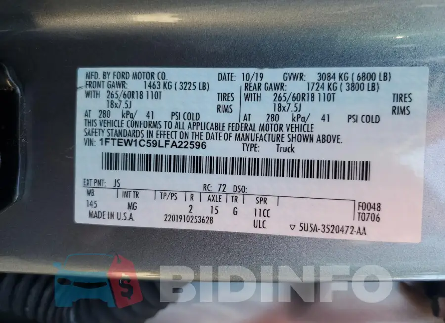 1FTEW1C59LFA22596 Photo# 13