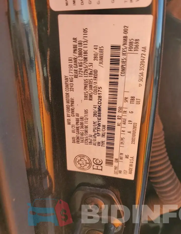 1FTFW1E88MKD28175 Photo# 12