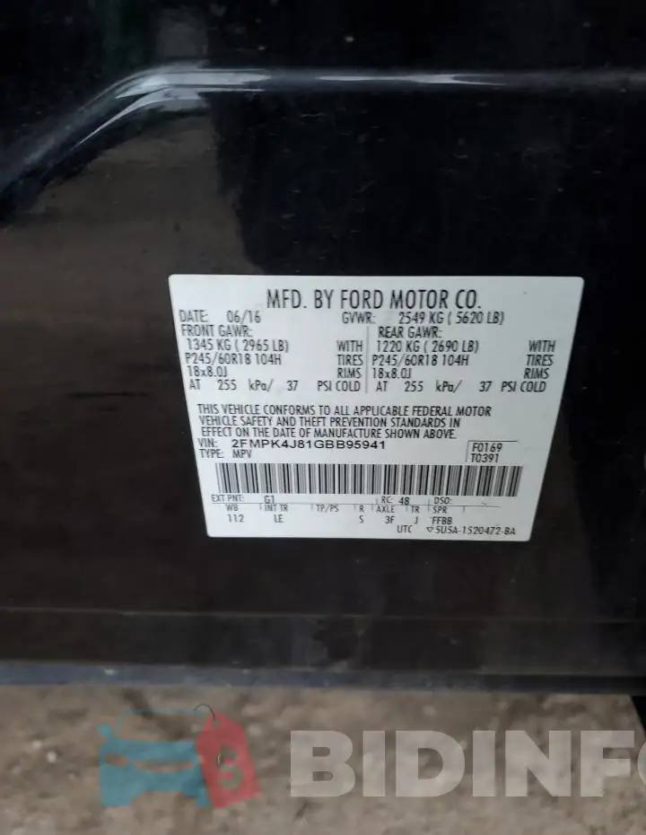 2FMPK4J81GBB95941 Photo# 12