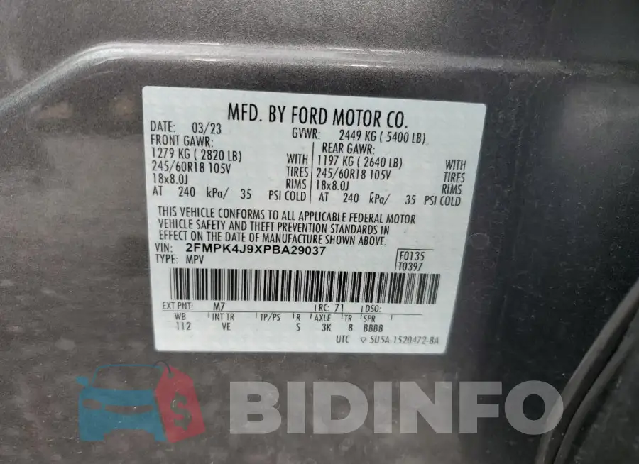 2FMPK4J9XPBA29037 Photo# 14