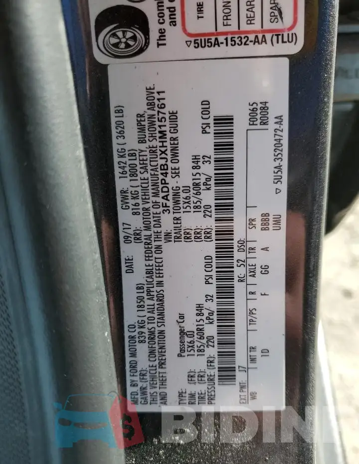 3FADP4BJXHM157611 Photo# 12