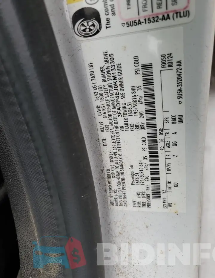 3FADP4EJ0KM133305 Photo# 12