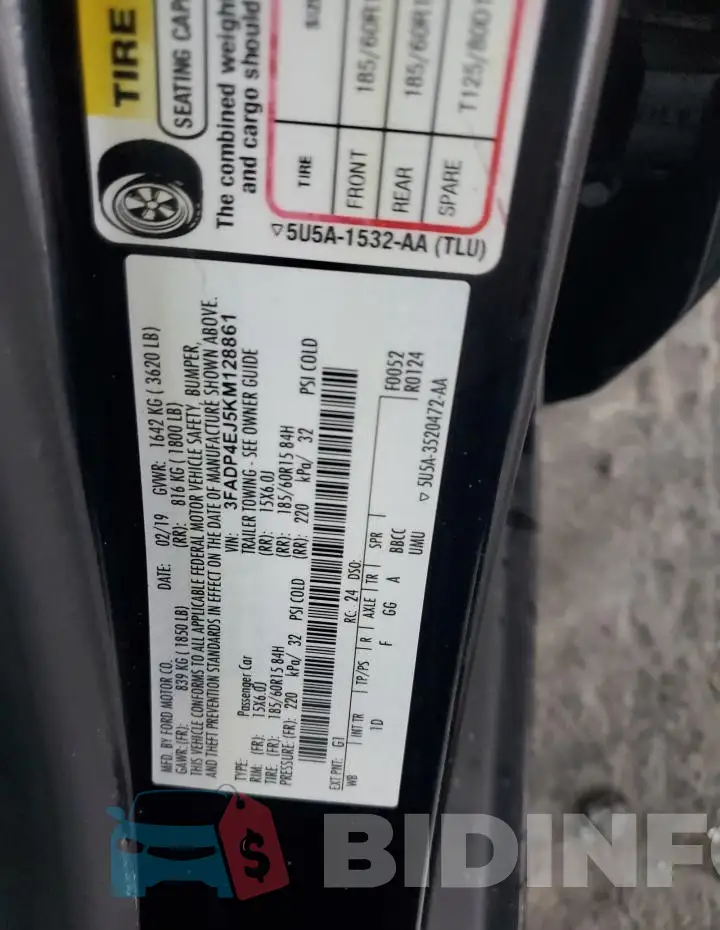 3FADP4EJ5KM128861 Photo# 12