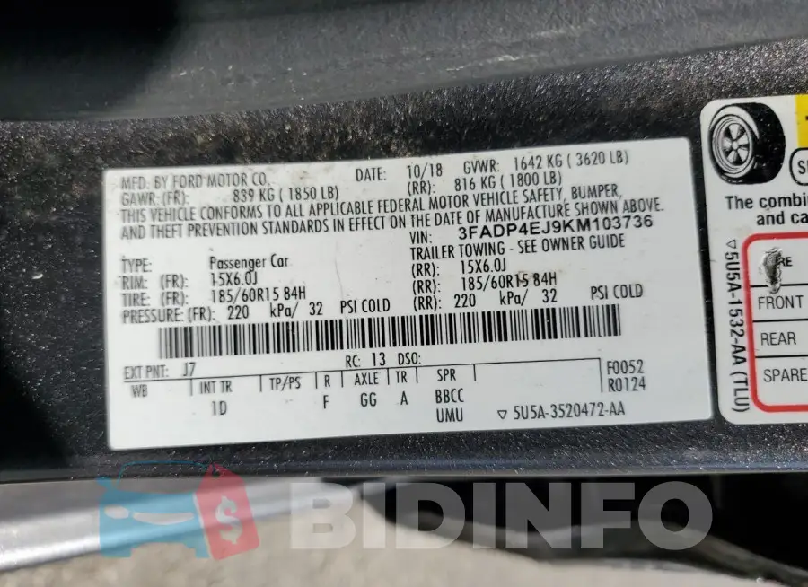 3FADP4EJ9KM103736 Photo# 12