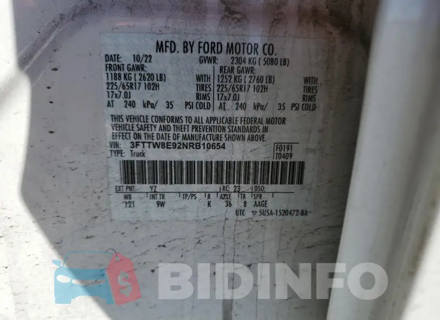 3FTTW8E92NRB10654 Photo# 12