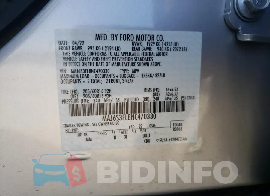 MAJ6S3FL8NC470330 Photo# 12