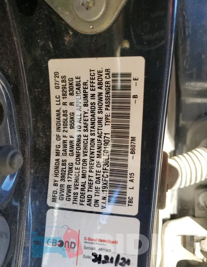 19XFC1F30LE019071 Photo# 12