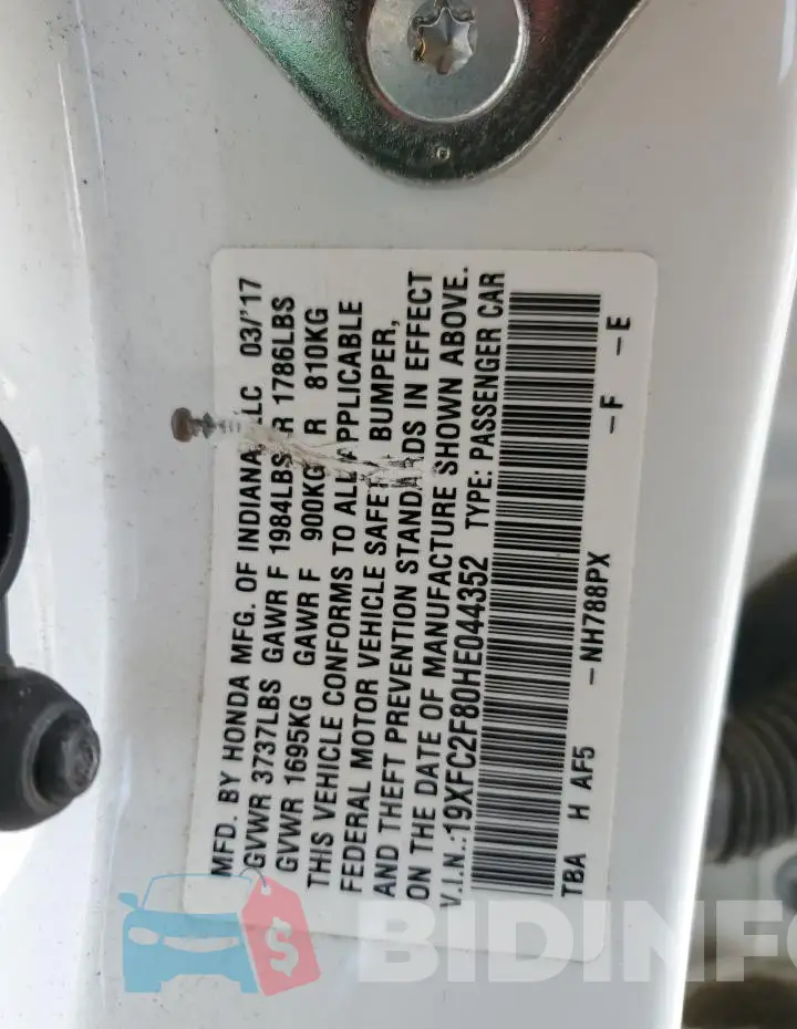 19XFC2F80HE044352 Photo# 12