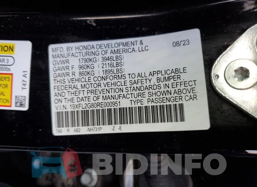19XFL2G80RE000951 Photo# 13