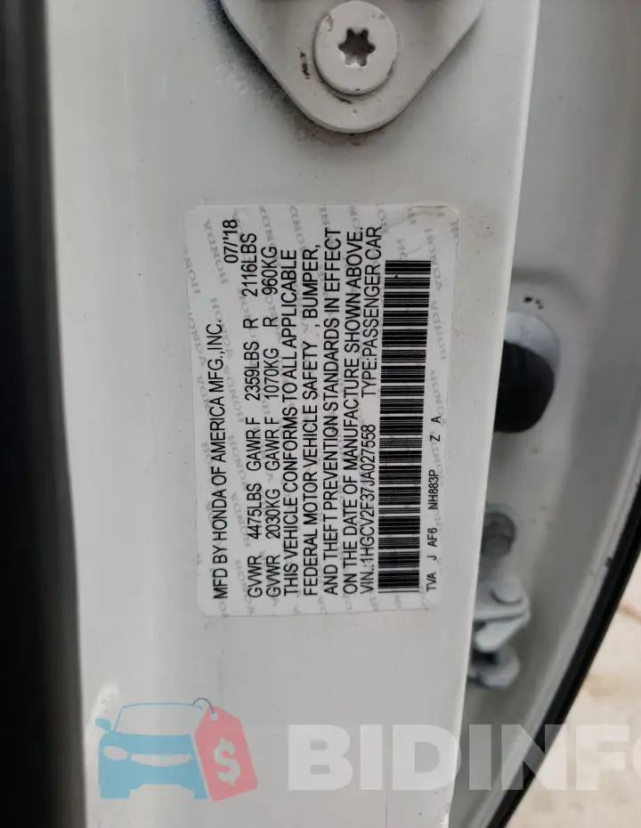 1HGCV2F37JA027558 Photo# 13