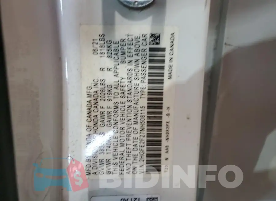 2HGFE2F27NH508115 Photo# 12