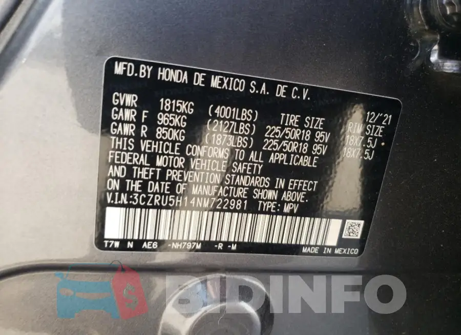3CZRU5H14NM722981 Photo# 13