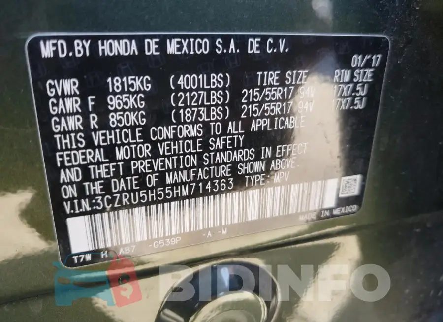 3CZRU5H55HM714363 Photo# 12
