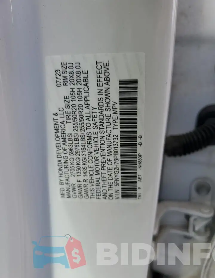 5FNYG2H76PB013732 Photo# 13