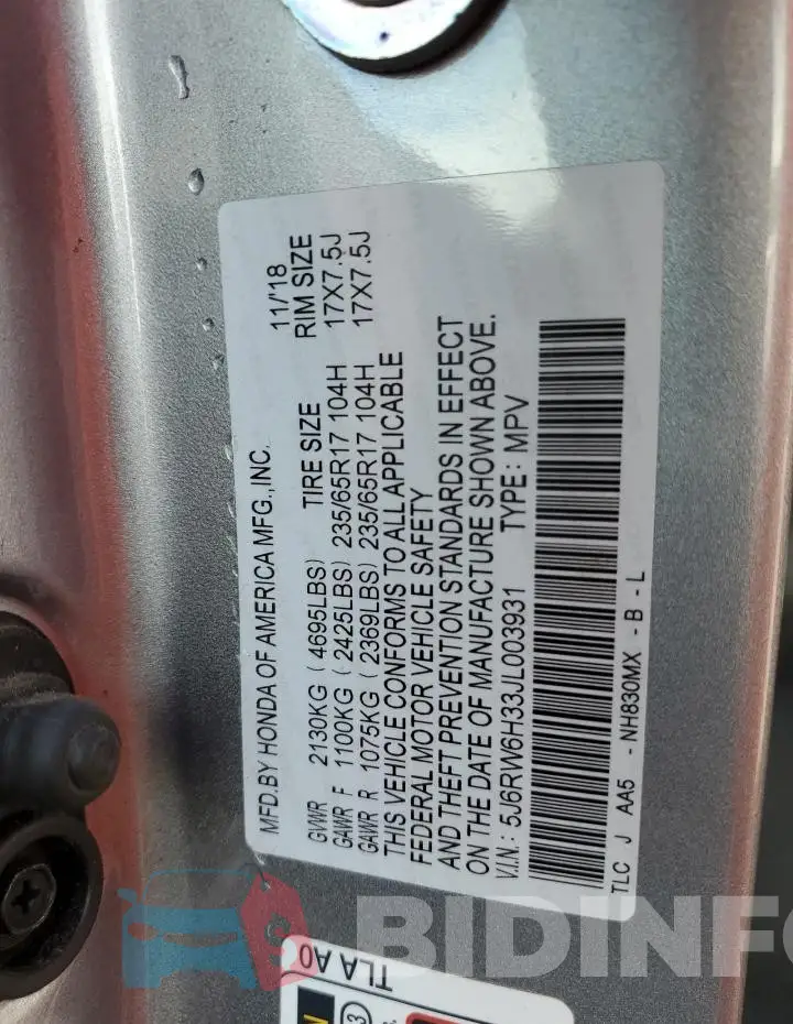 5J6RW6H33JL003931 Photo# 13