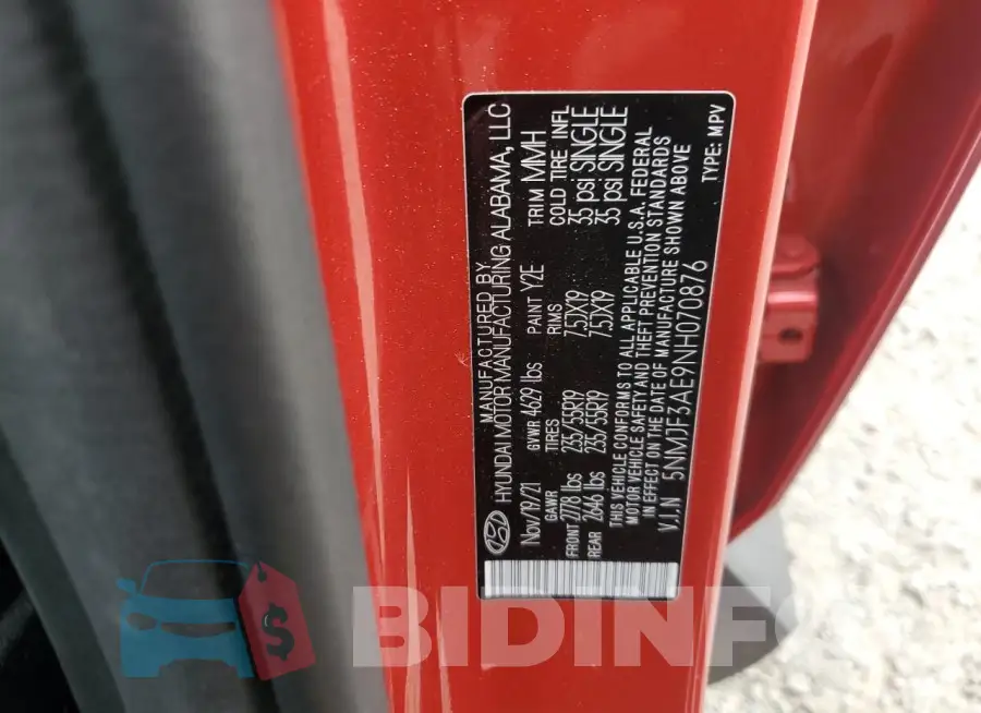 5NMJF3AE9NH070876 Photo# 13