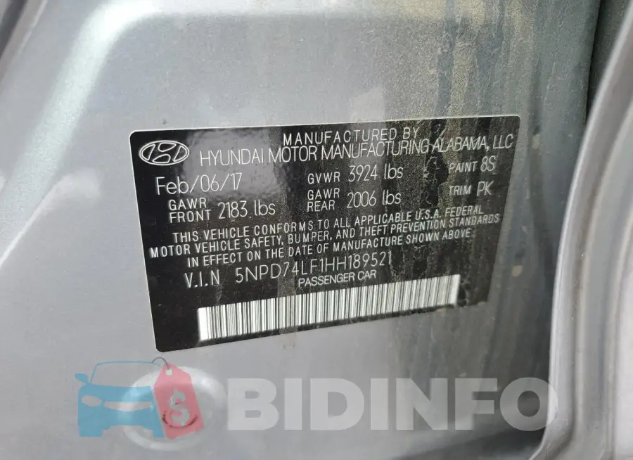 5NPD74LF1HH189521 Photo# 12