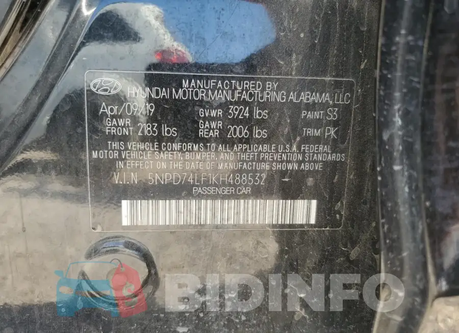 5NPD74LF1KH488532 Photo# 12