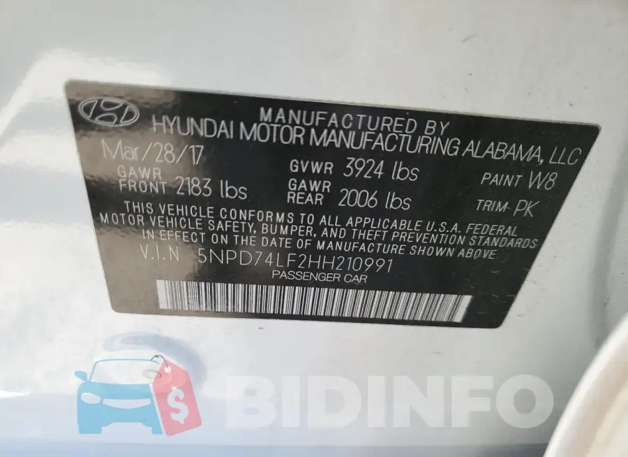 5NPD74LF2HH210991 Photo# 12