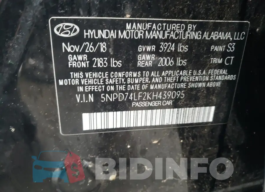 5NPD74LF2KH439095 Photo# 12