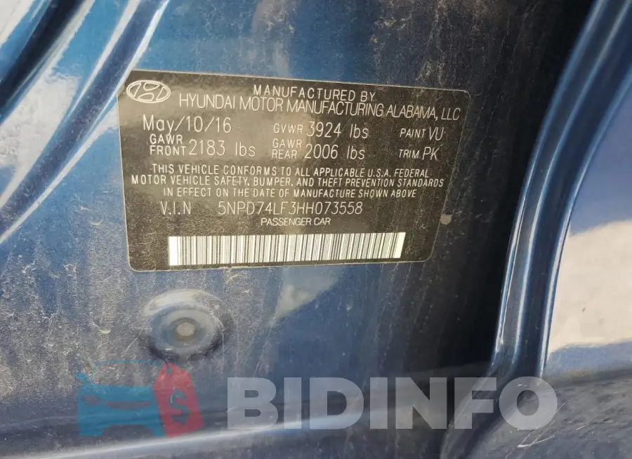 5NPD74LF3HH073558 Photo# 12