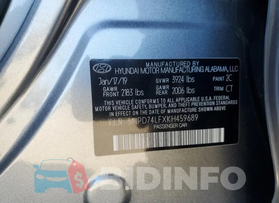 5NPD74LFXKH459689 Photo# 12