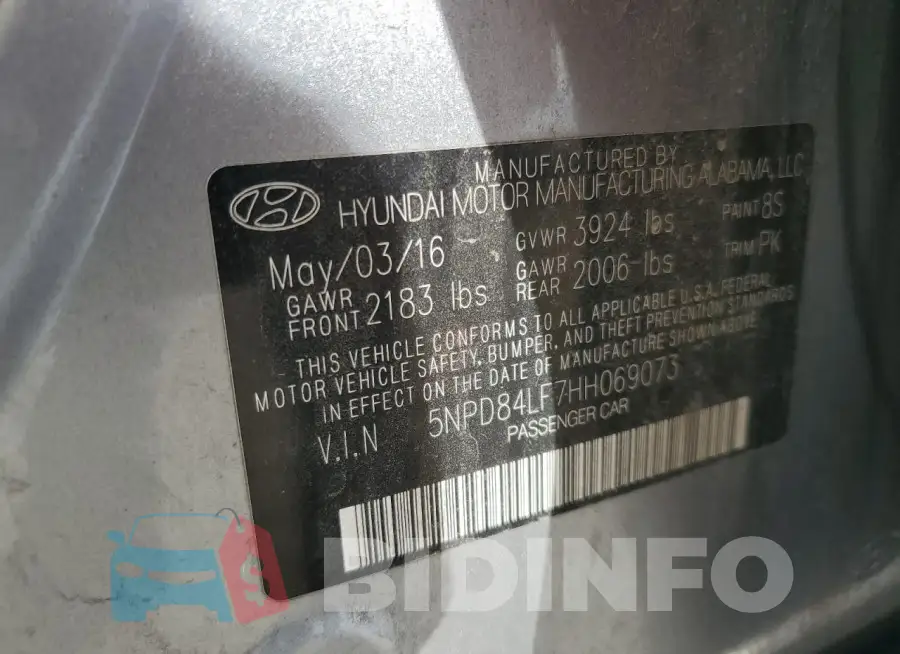5NPD84LF7HH069073 Photo# 13