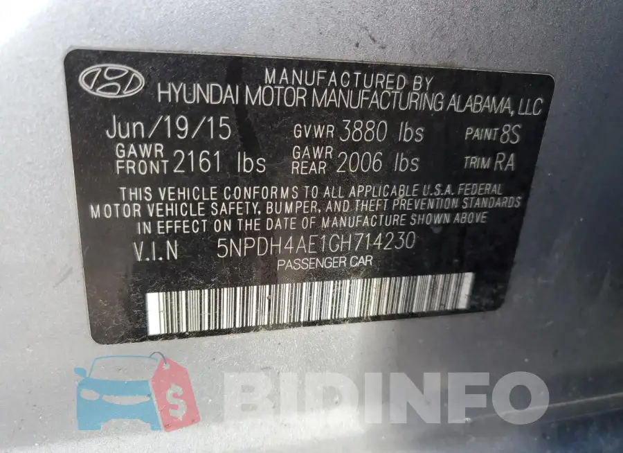 5NPDH4AE1GH714230 Photo# 12