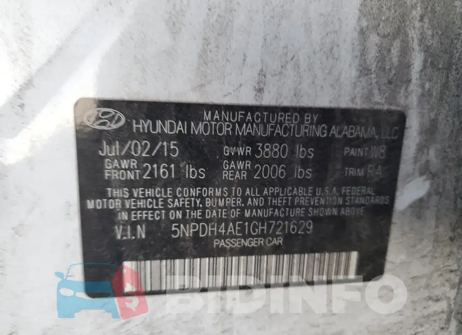 5NPDH4AE1GH721629 Photo# 12